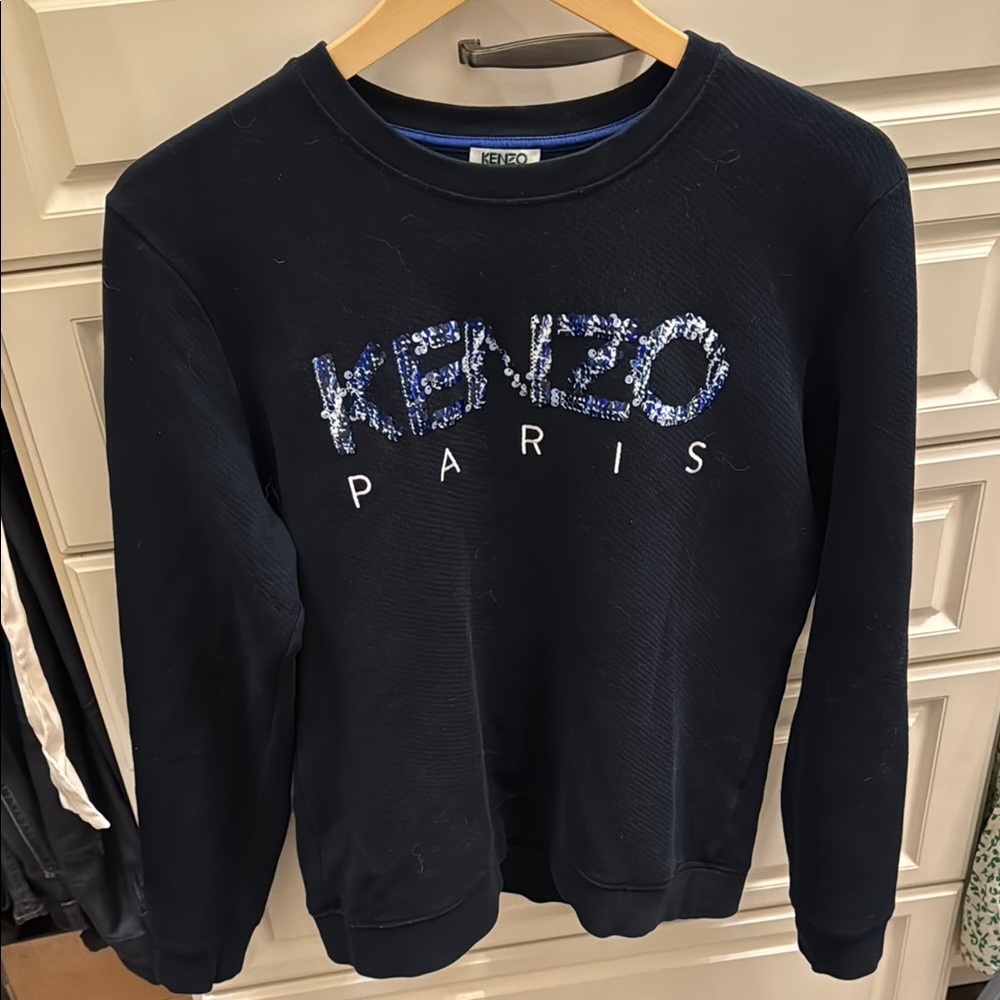 Kenzo Black Sweatshirt with White and Blue Logo